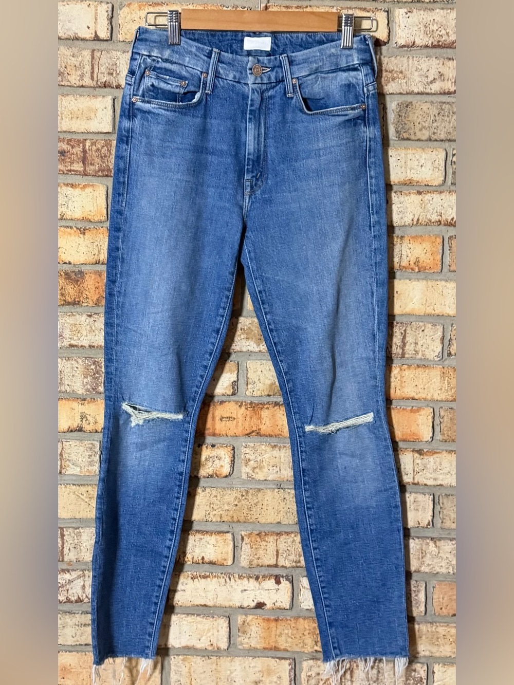 Mother jeans looker ankle fray 26